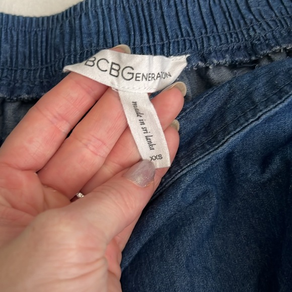 BCBGeneration Wrap Ruffle Chambray Blue Mini Skirt XXS - Picture 5 of 6